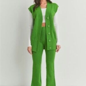 Green Women's Knit Pants & Jumpsuit Set